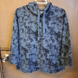 Pact Tie Dye Cropped Sleeve Pullover Hoodie Sweatshirt Cotton Blend Medium